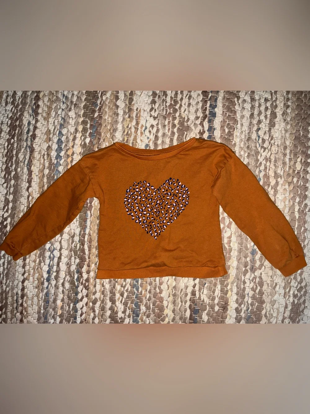 Carter's Rust Orange Long-Sleeve Sweatshirt with Leopard Heart
